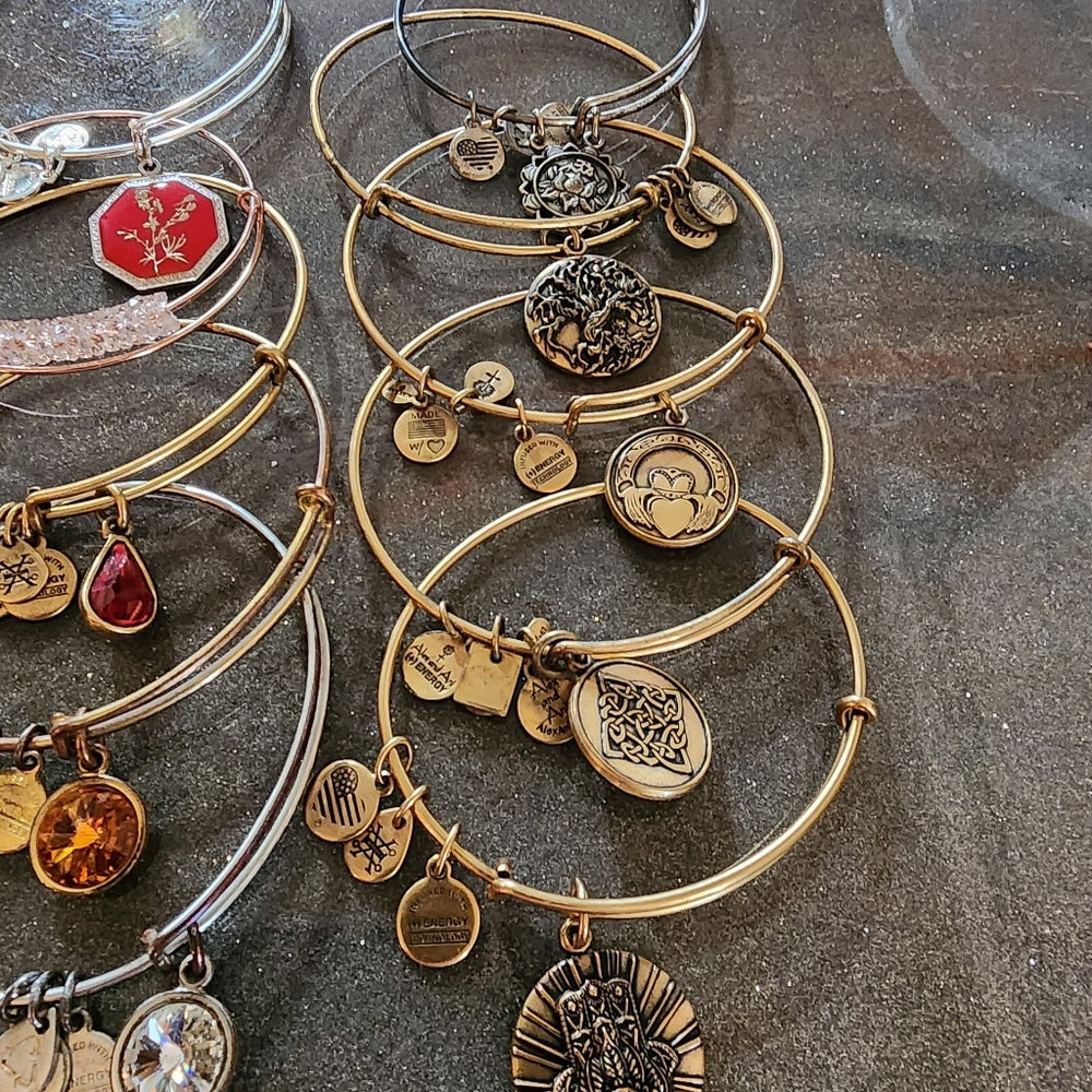 Alex & Ani jewelry lot 22 bangle charm bracelets silver & Gold tone
