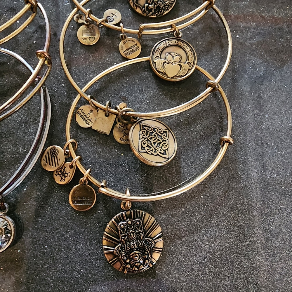 Alex & Ani jewelry lot 22 bangle charm bracelets silver & Gold tone