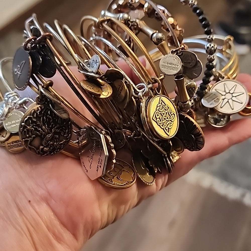 Alex & Ani jewelry lot 22 bangle charm bracelets silver & Gold tone