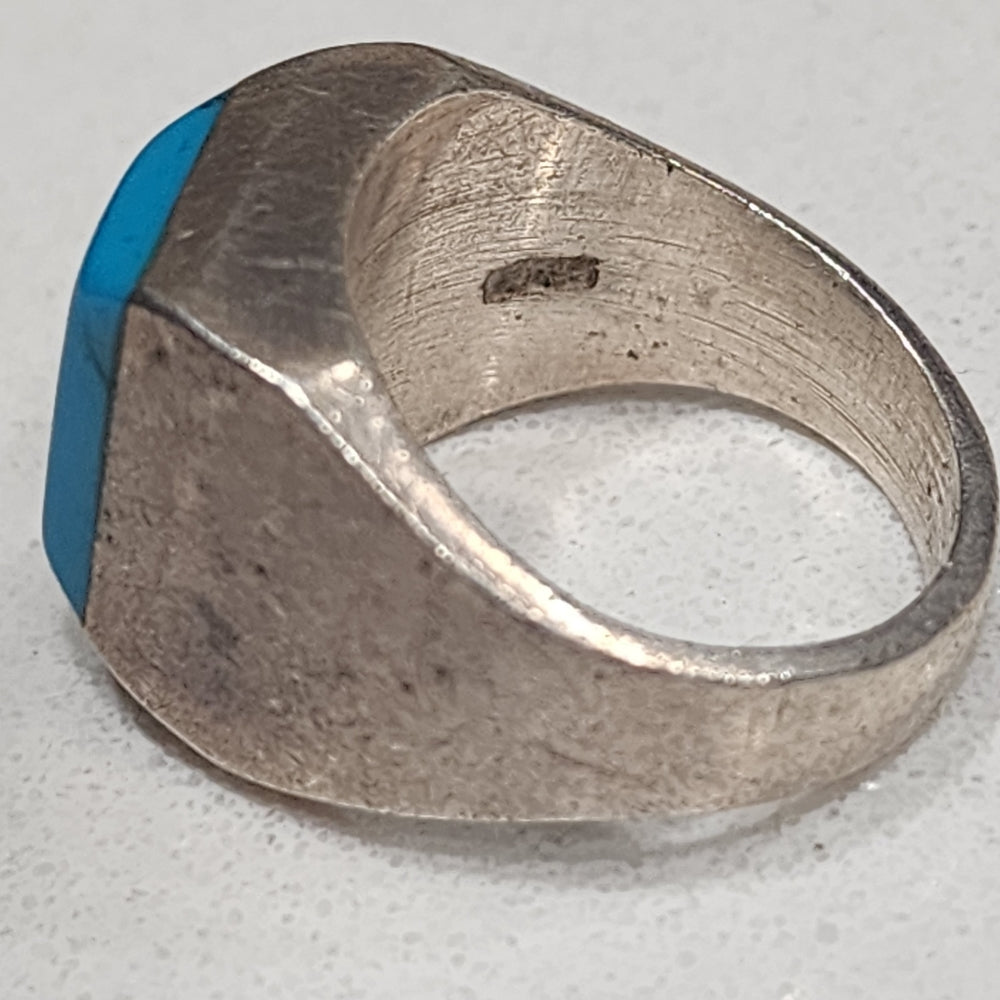 Sterling silver turquoise heavy quality ring size 9.5  vintage jewelry unisex