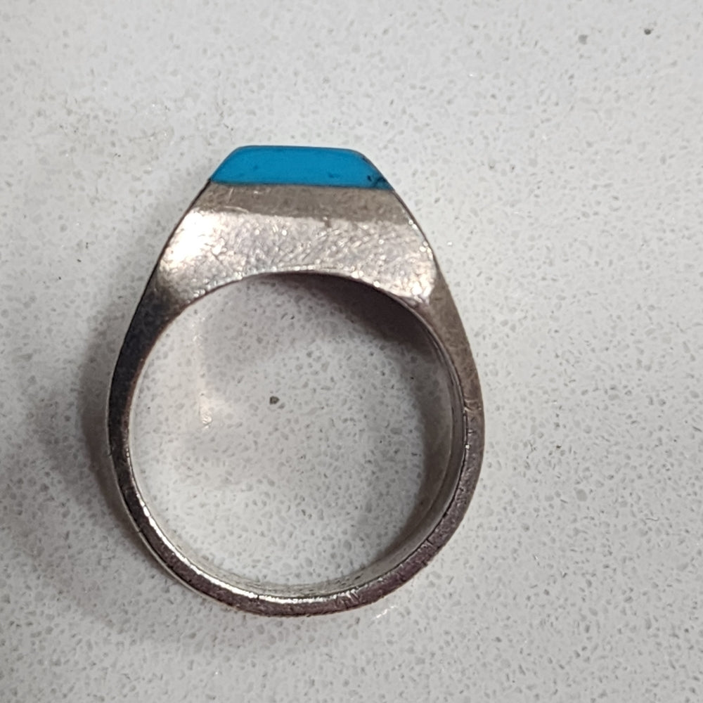 Sterling silver turquoise heavy quality ring size 9.5  vintage jewelry unisex