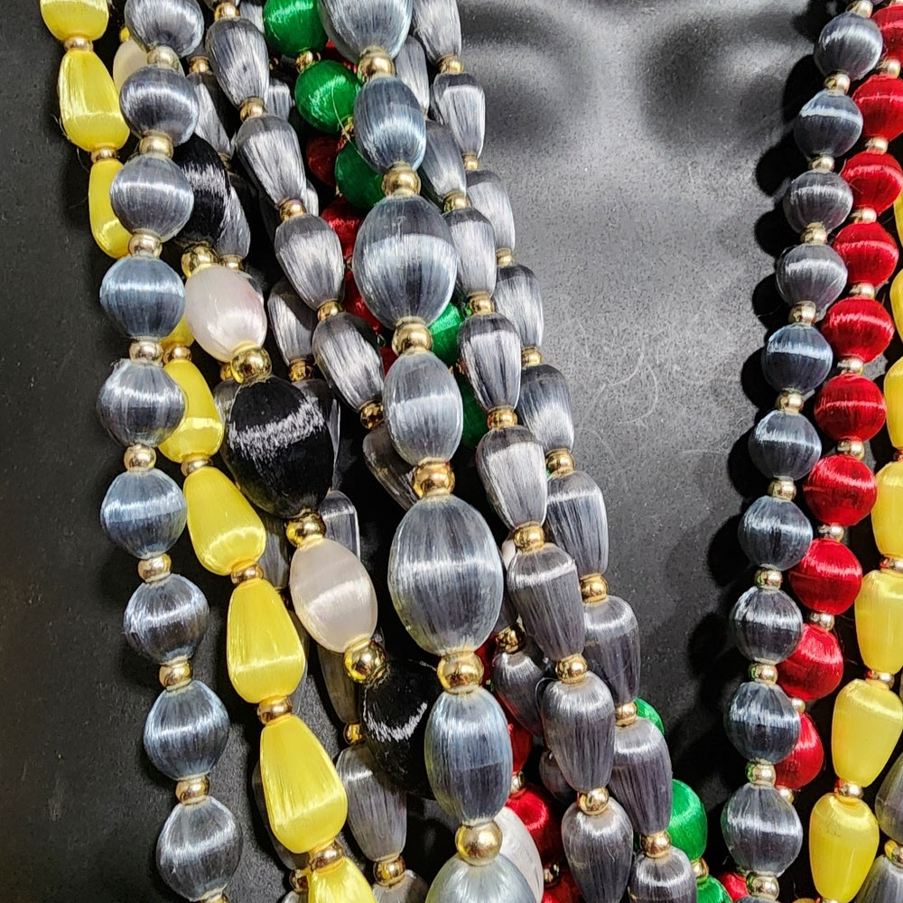 Bundle lot of 11 silk wrapped beaded necklaces like new jewelry