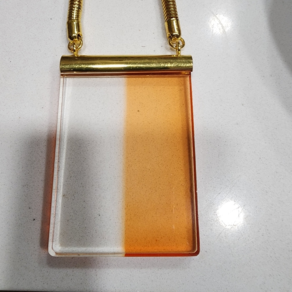 Lanvin style the Eleanor lucite orange lucite chunky runway necklace Jules Reid