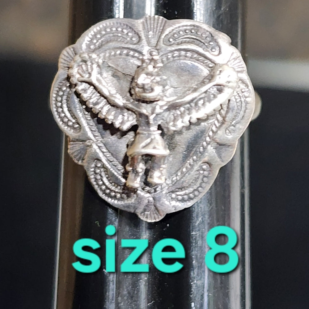 Vintage Sterling silver Native American eagle dancer Kachina ring size 8