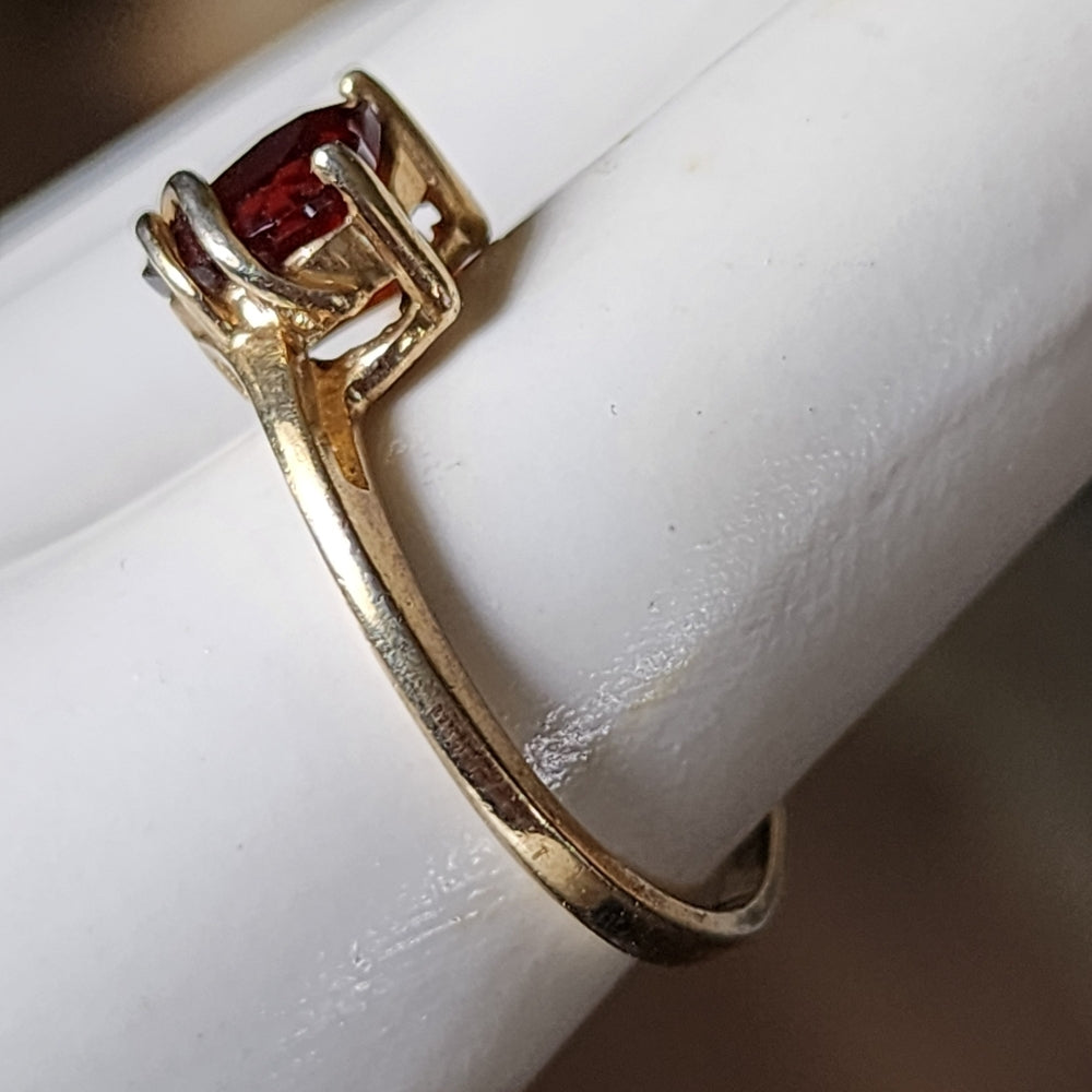 Sterling silver gold vermeil red stone heart ring size 8
