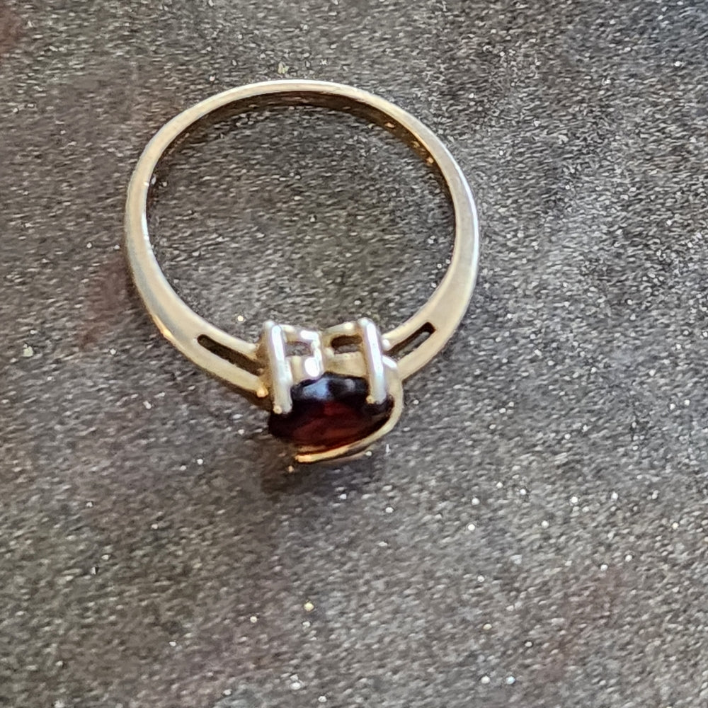 Sterling silver gold vermeil red stone heart ring size 8