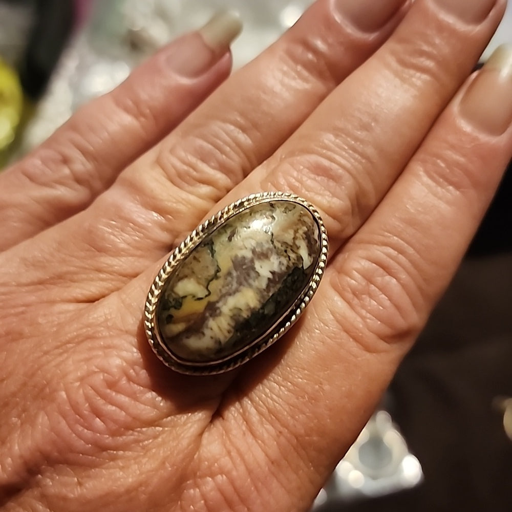 Southwestern style sterling silver ring with Big Stone size 8