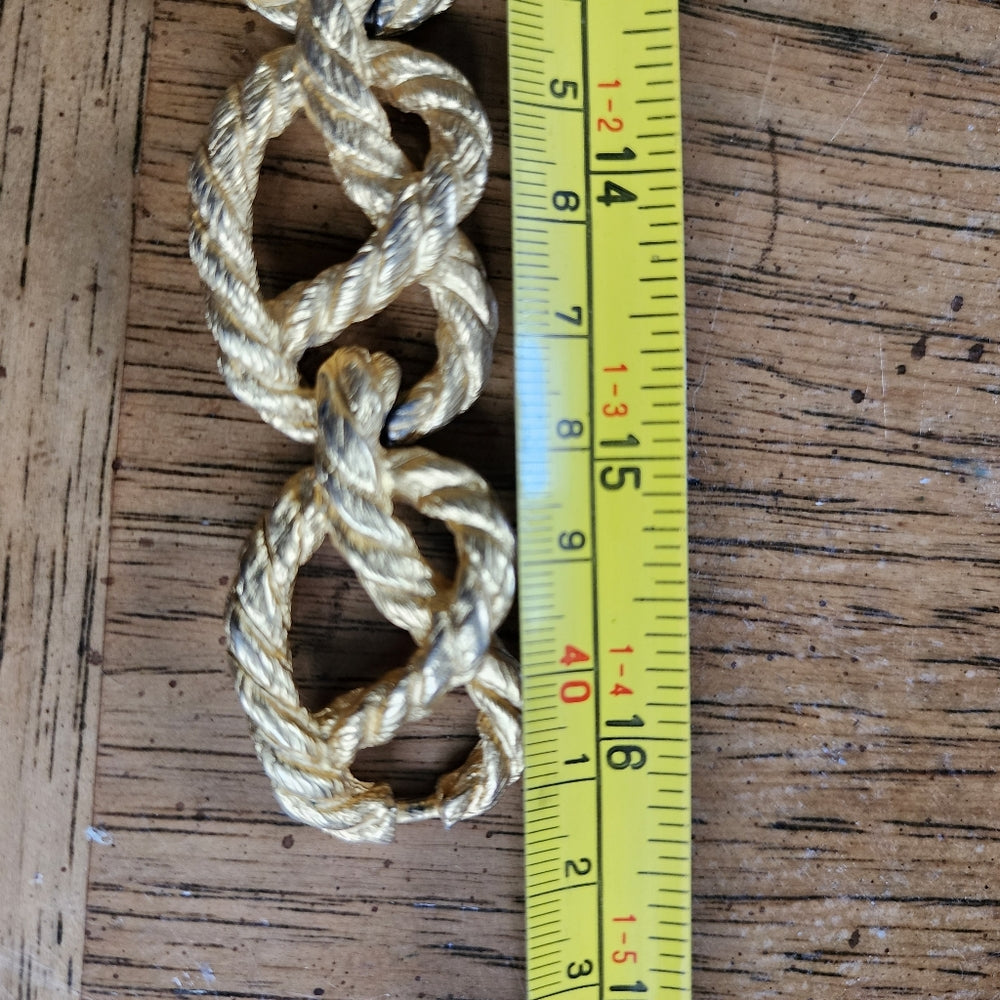 Statement rope knot pretzel choker collar bib necklace gold tone jewelry