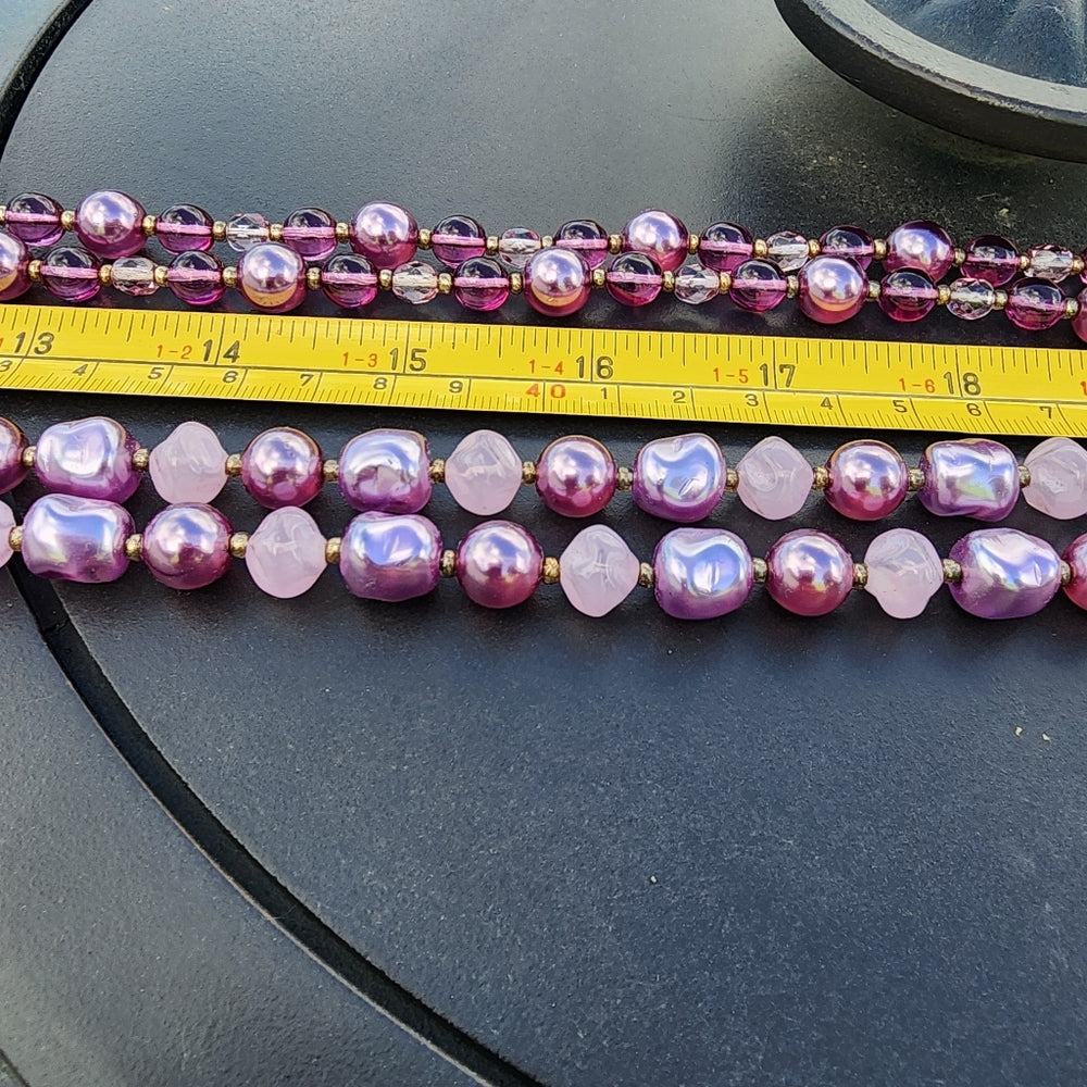 Bundle lot 2 Joan Rivers purple glass beaded necklaces designer jewelry