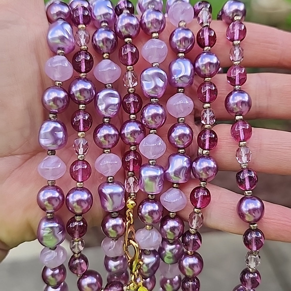 Bundle lot 2 Joan Rivers purple glass beaded necklaces designer jewelry