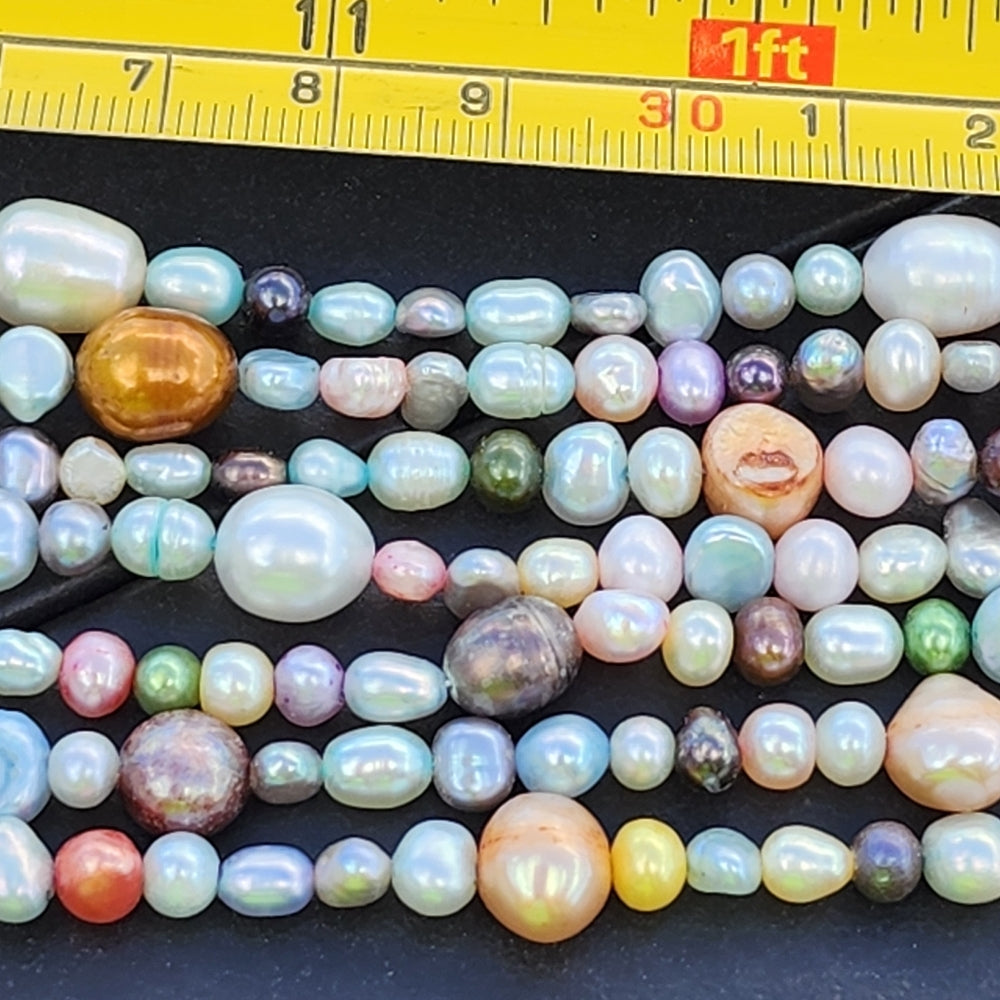 6 strand Real Pearls sterling silver clasp choker necklace fine jewelry