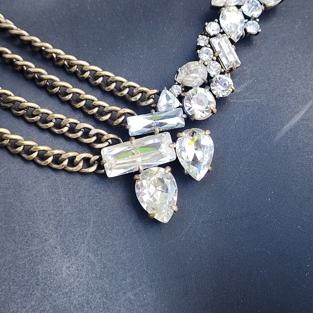 Costume fashion jewelry Baublebar rhinestone gold tone necklace