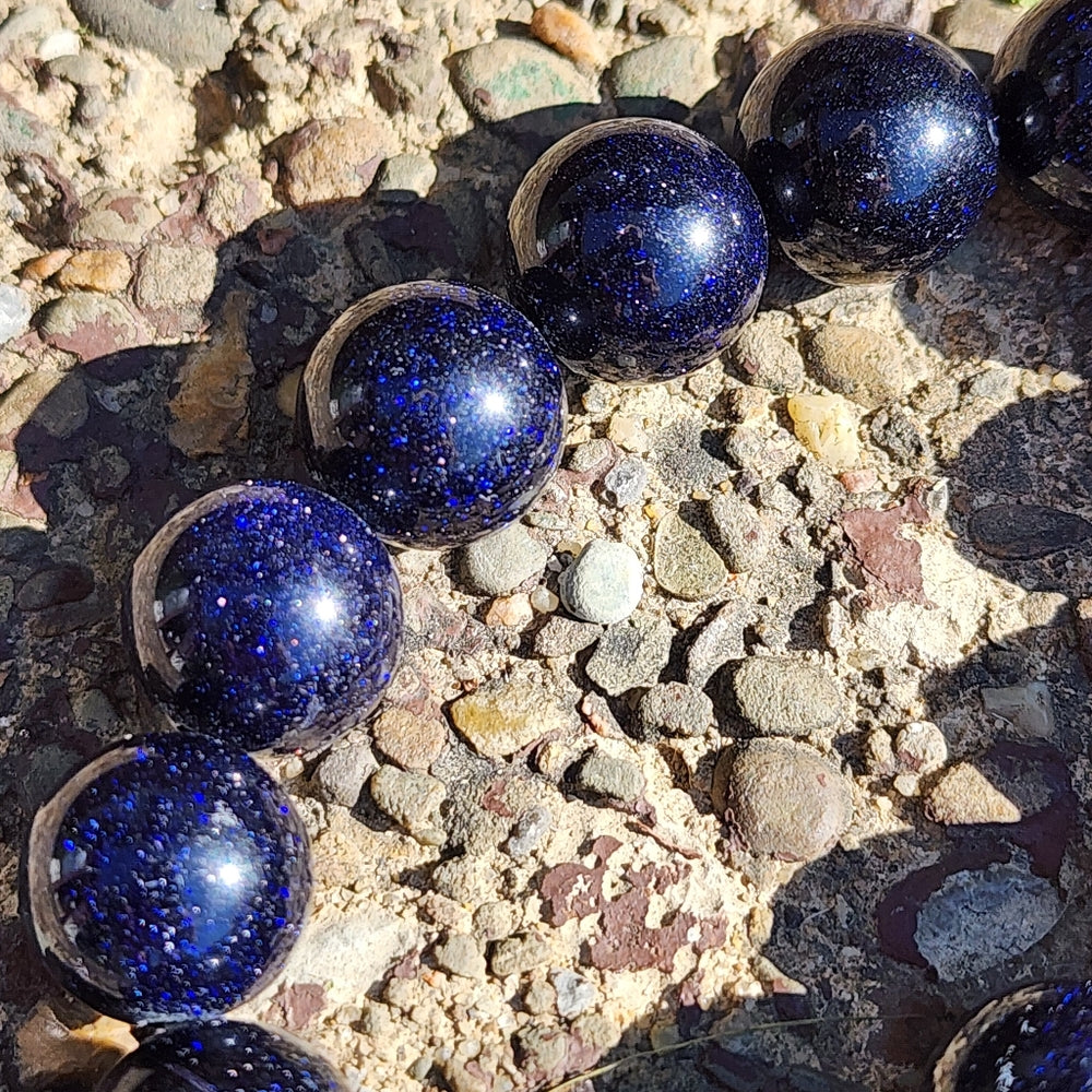 Natural blue sandstone beaded love stretch bracelet fashion costume jewelry