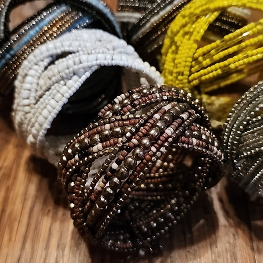 Bundle lot fashion costume jewelry 6 Beaded cuff bracelets