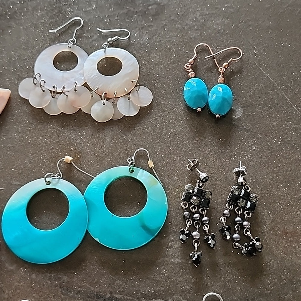 Fashion Jewelry bundle lot pierced earrings red blue dangle wear or resell