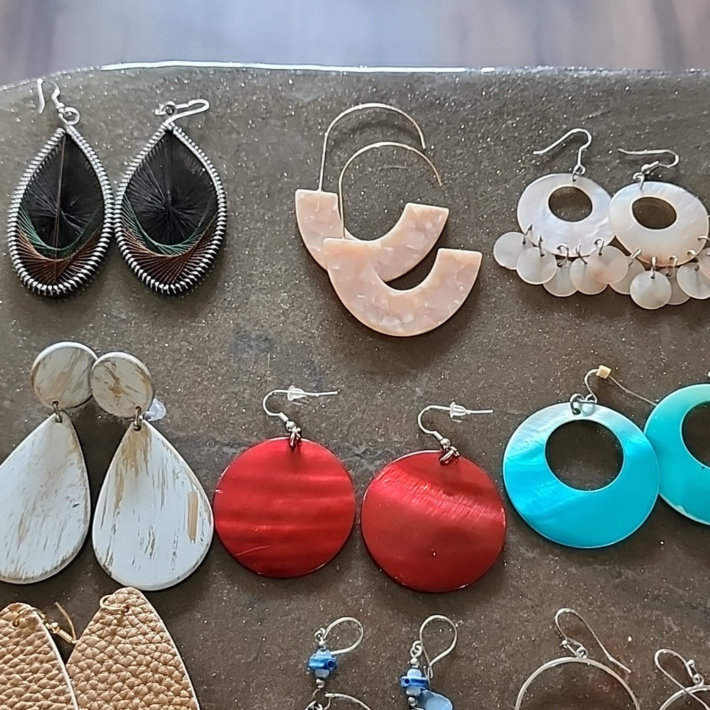 Fashion Jewelry bundle lot pierced earrings red blue dangle wear or resell