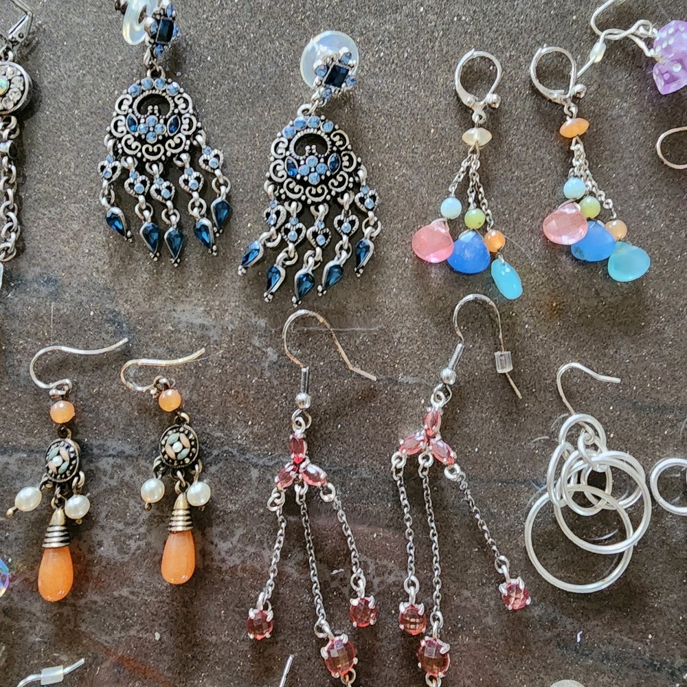 Bundle lot fashion costume jewelry pierced earrings dangle rhinestone dice