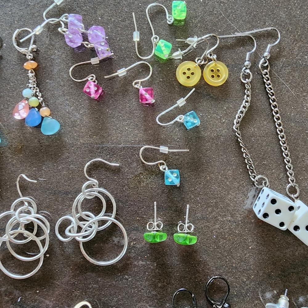 Bundle lot fashion costume jewelry pierced earrings dangle rhinestone dice