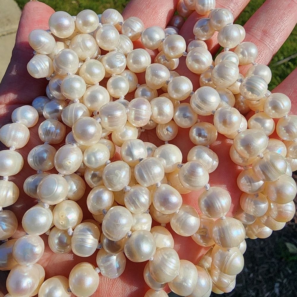 Knotted Authentic pearl pearls necklace fine jewelry hangs 4 foot long strand