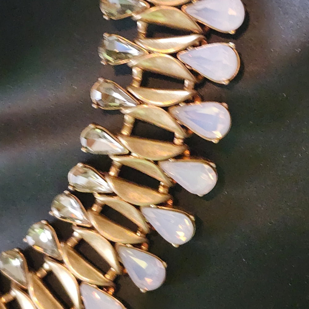 Designer J Crew rhinestone gold tone statement fashion jewelry necklace