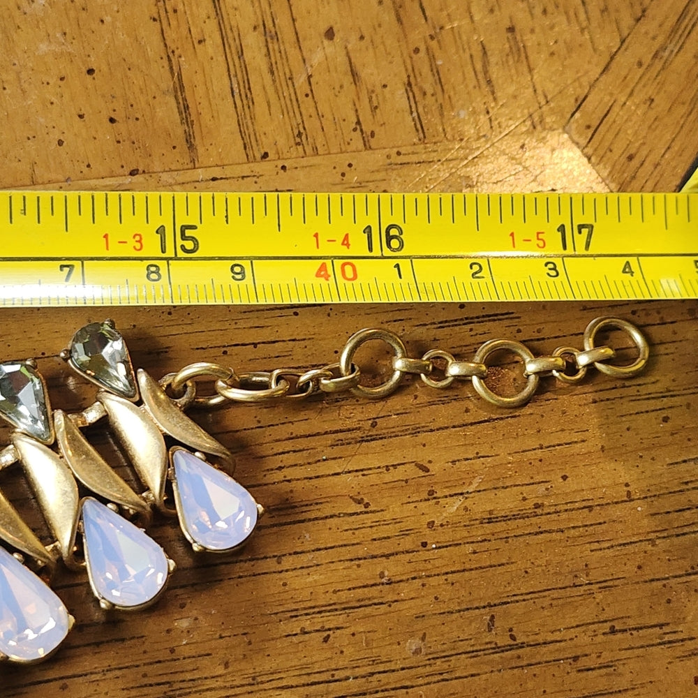 Designer J Crew rhinestone gold tone statement fashion jewelry necklace