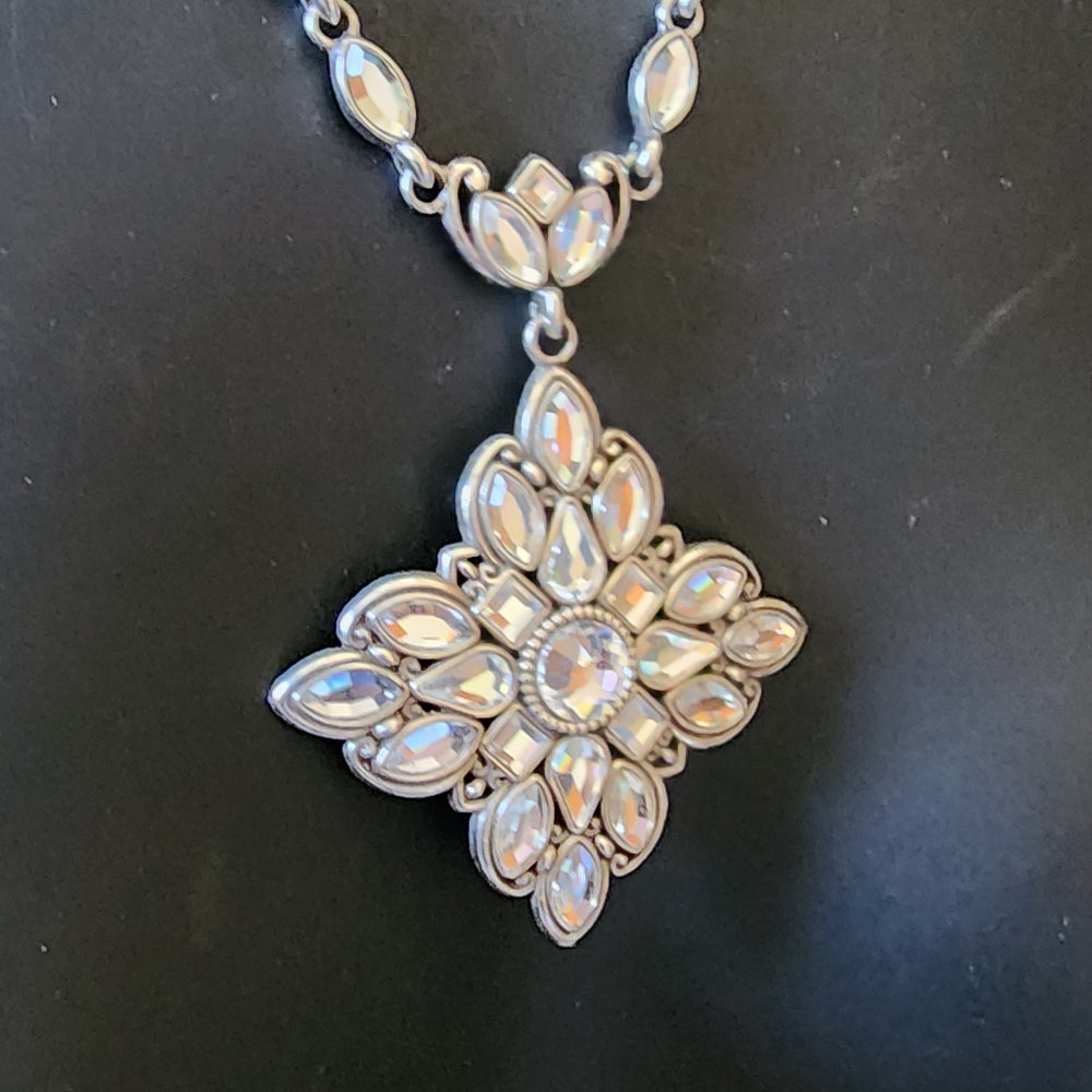 Designer Fashion jewelry Brighton Rhinestone Maharani drop pendant necklace