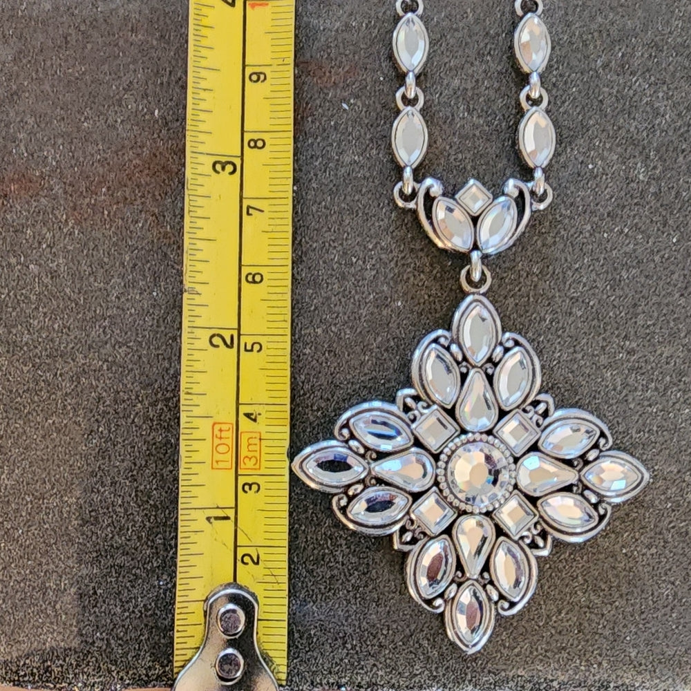 Designer Fashion jewelry Brighton Rhinestone Maharani drop pendant necklace