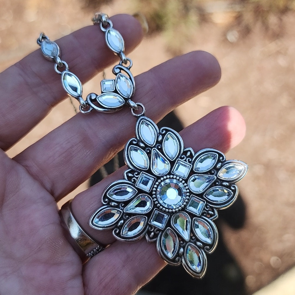 Designer Fashion jewelry Brighton Rhinestone Maharani drop pendant necklace
