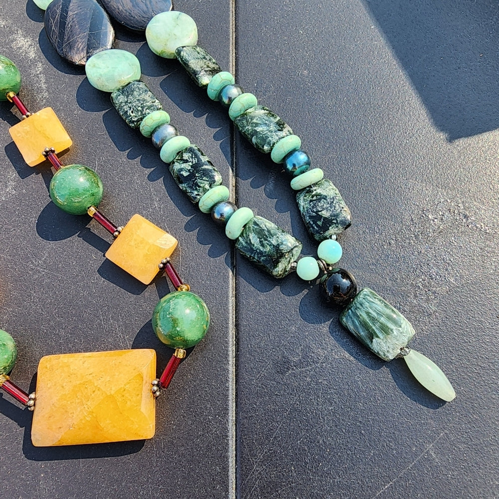 Bundle lot of 4 hard stone gemstone necklaces fine jewelry handmade fashion