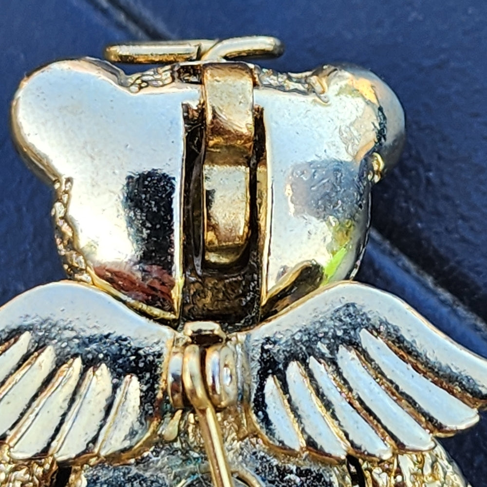 Batya vintage articulated teddy bear gold tone pendant brooch scarf pin jewelry