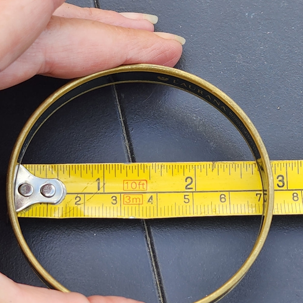 Vintage Laurana designer bangle bracelet black gold tone fashion jewelry