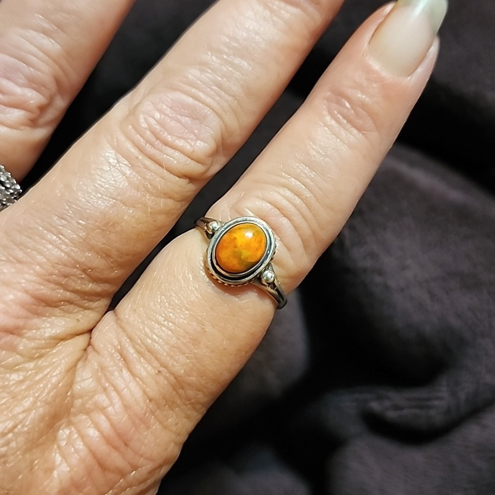 Sterling silver ring with orange stone size 7.5