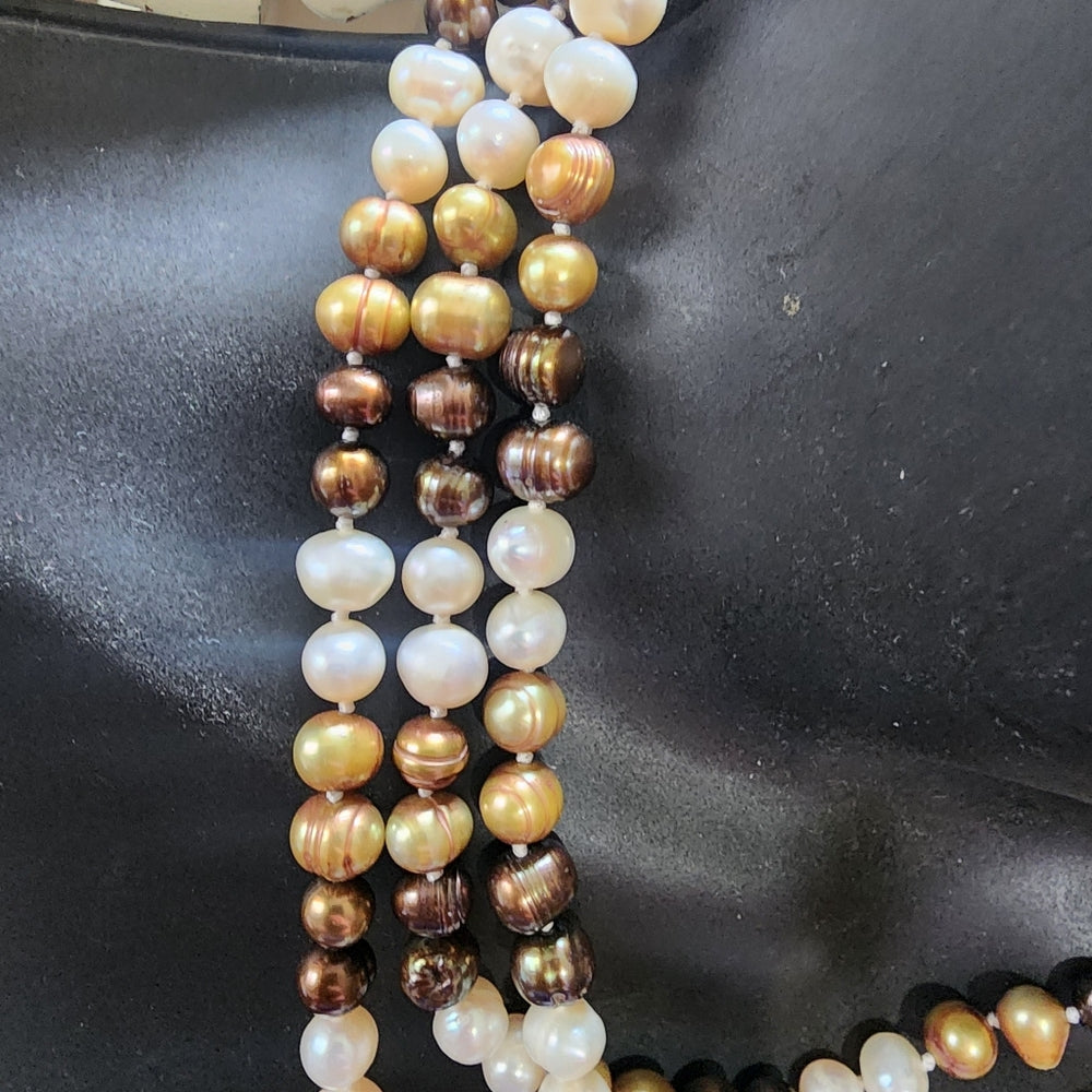 Genuine multi color real pearl necklace 32" long fine jewelry wedding engagement