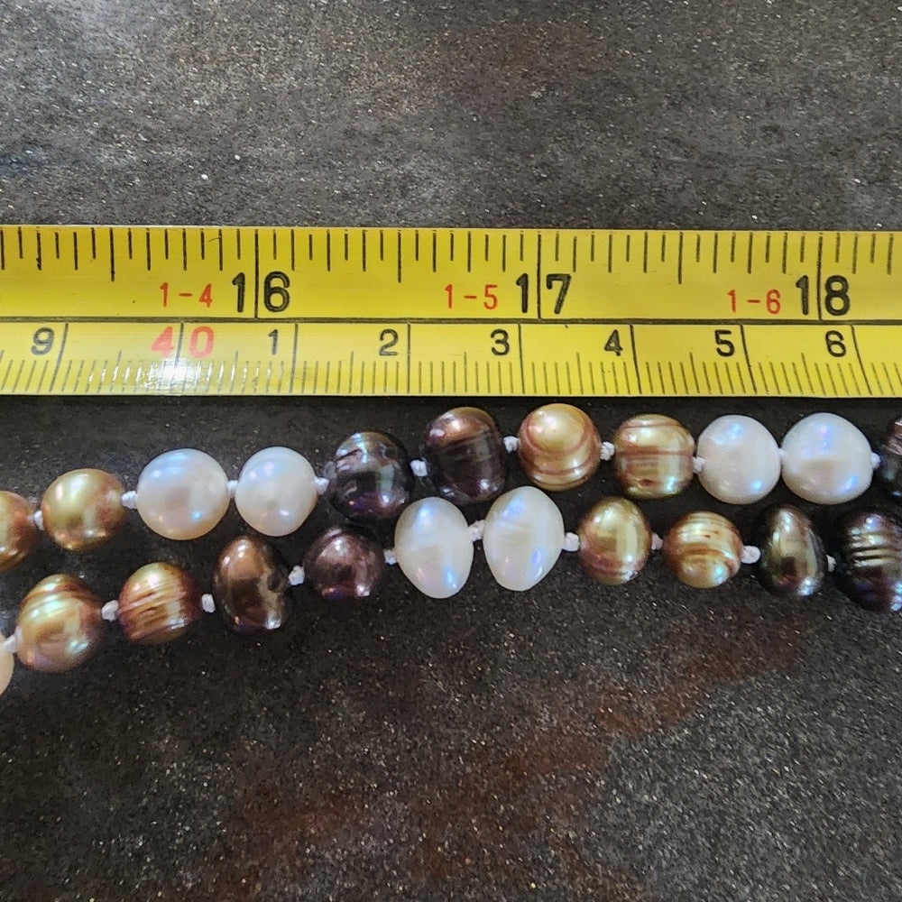 Genuine multi color real pearl necklace 32" long fine jewelry wedding engagement