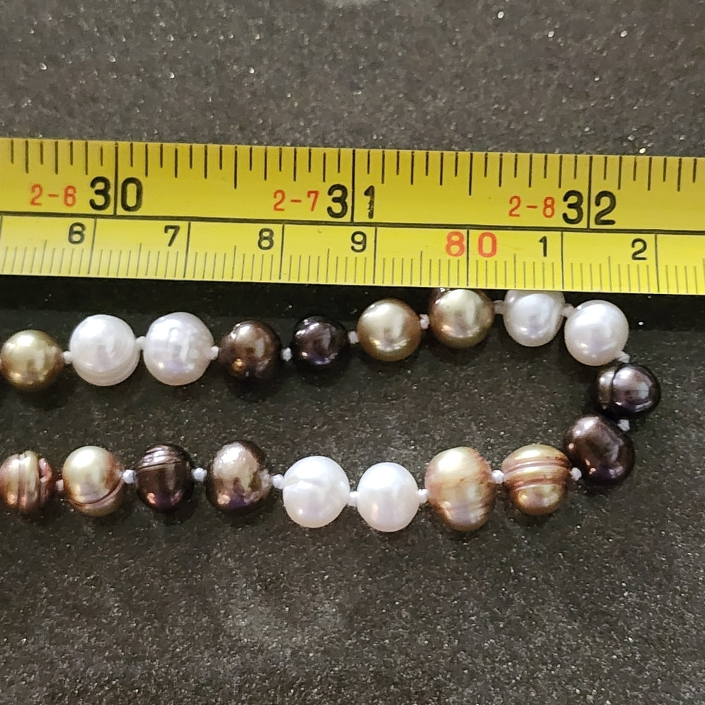 Genuine multi color real pearl necklace 32" long fine jewelry wedding engagement
