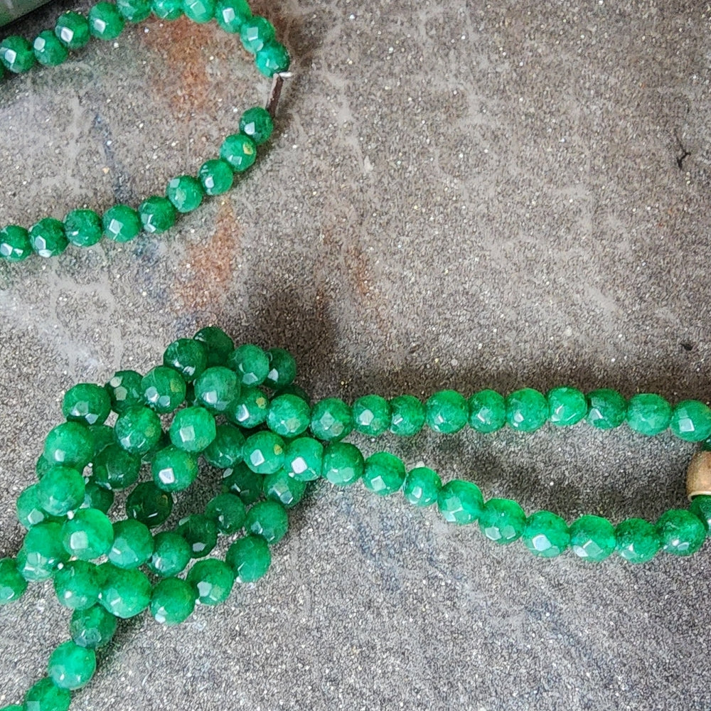 Emerald green rhinestone pendant tassel necklace jewelry