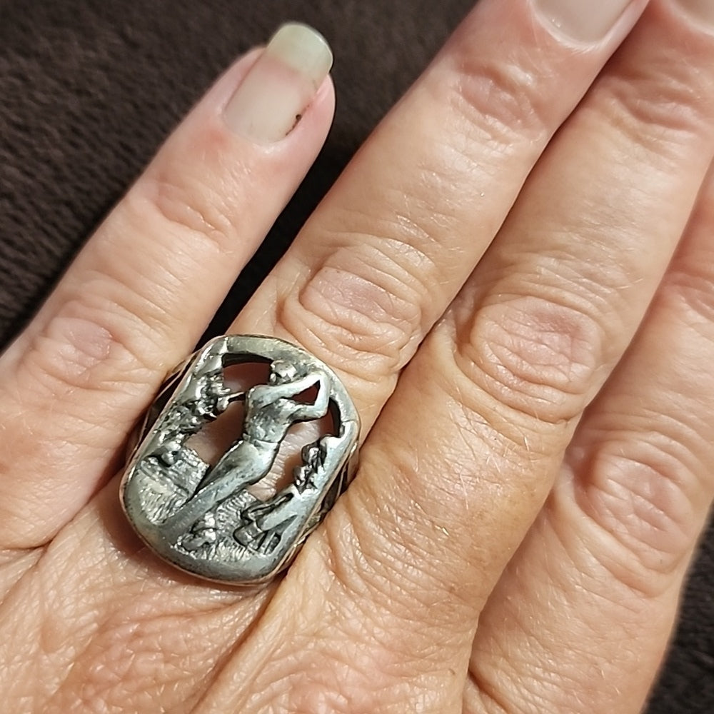 Sterling silver golf ring unisex size 9