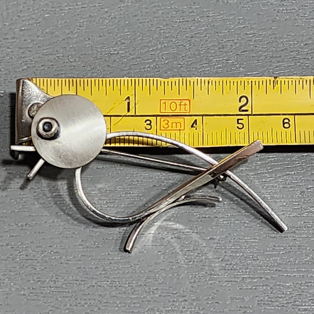 Vintage Beau Sterling silver modernist mid century bird brooch pin