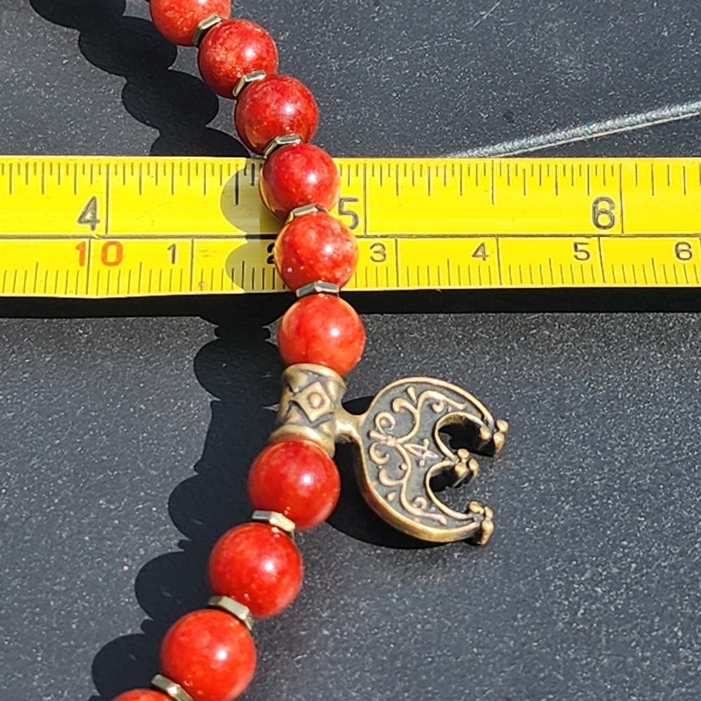 Oksana Boriychuk red choker necklace w pendant fashion costume designer jewelry