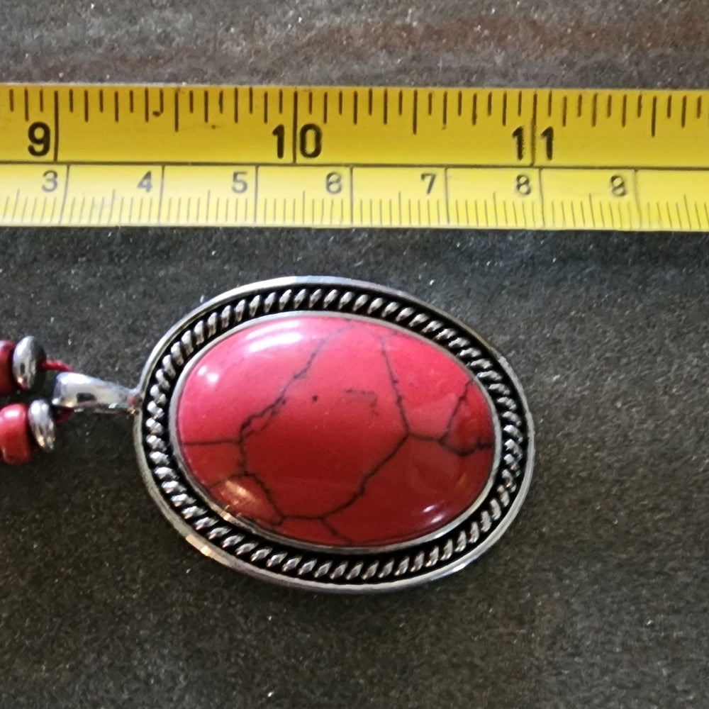 Chaps southwestern red necklace designer fashion costume jewelry