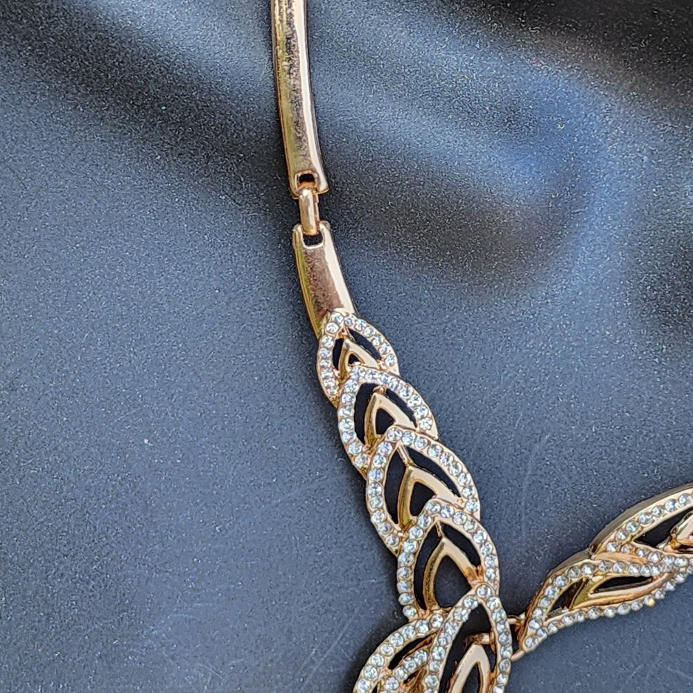 Gold tone rhinestone necklace  bridal wedding engagement party jewelry