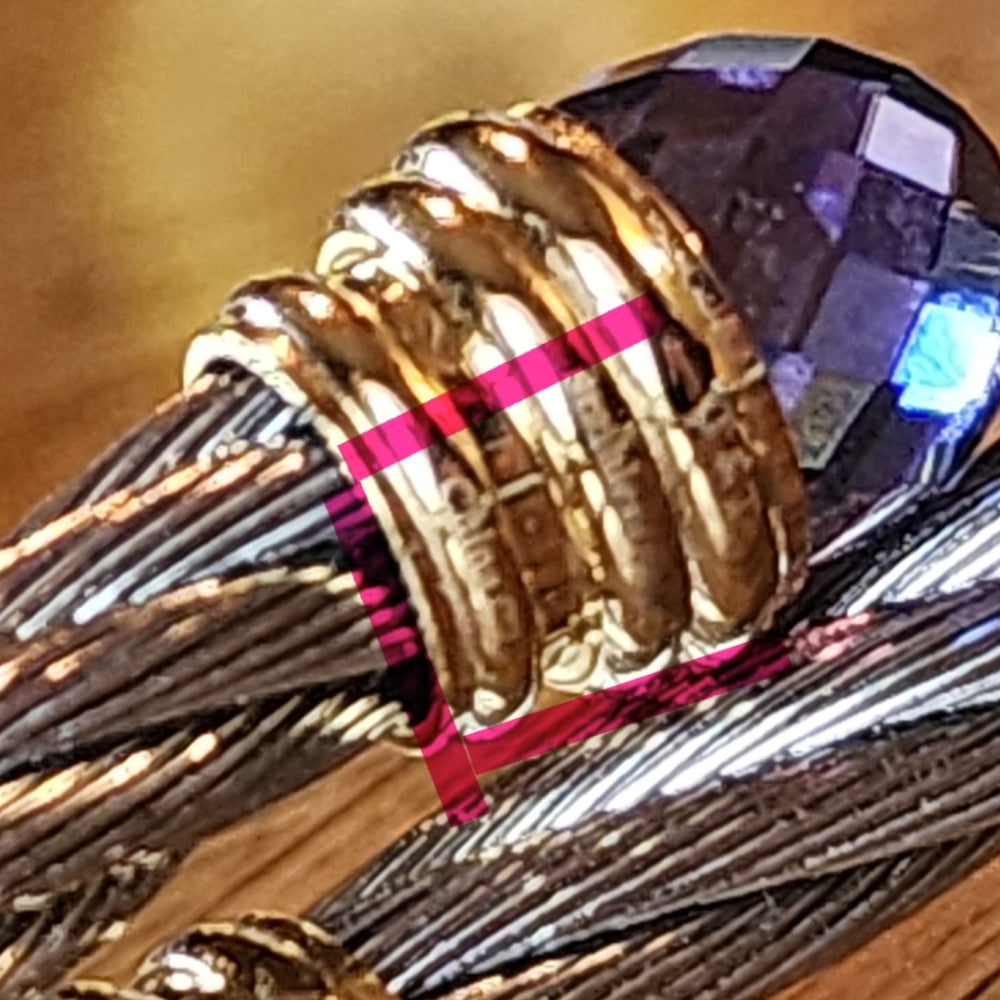 Designer T&T Stainless steel twist cable bracelet silver gold tone purple stone