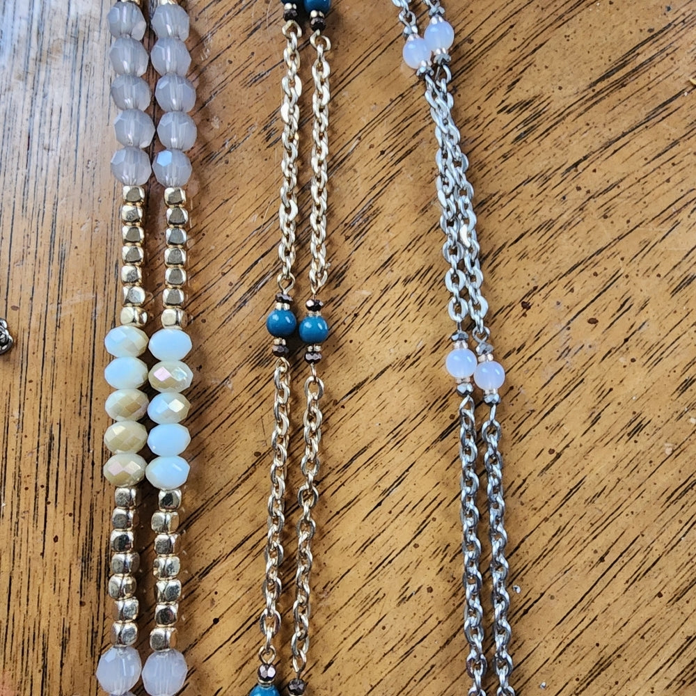 Bundle lot 3 NY jewelry tassel  necklaces gold & silver tone fashion jewelry