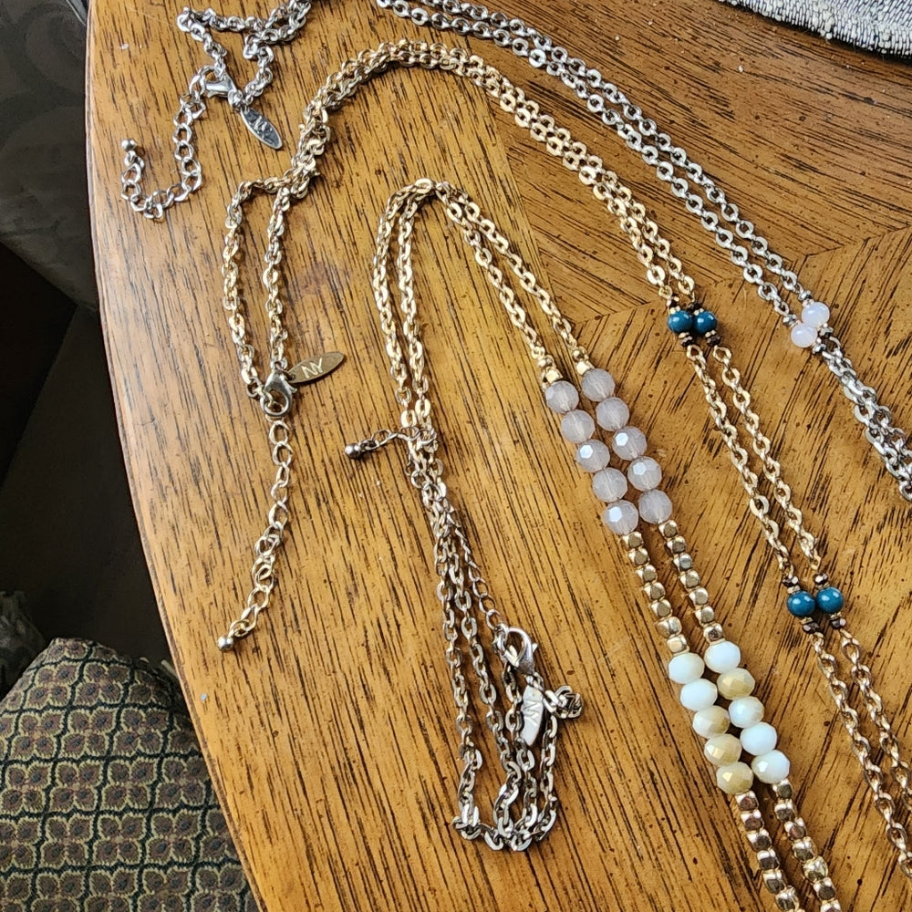 Bundle lot 3 NY jewelry tassel  necklaces gold & silver tone fashion jewelry