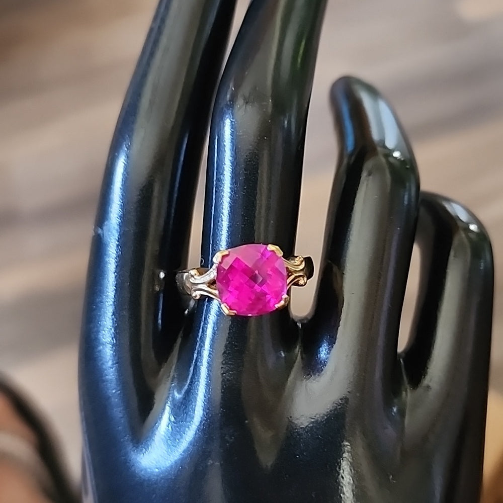 Sterling silver gold vermeil 1.97 pink sapphire relios Carolyn Pollack size 9