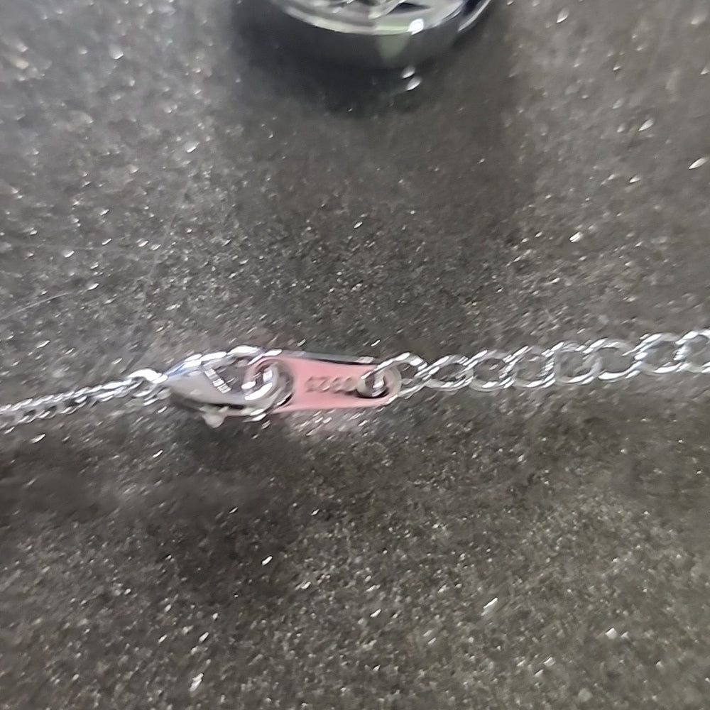 Sterling silver box chain necklace with amethyst heart and moon pendant jewelry