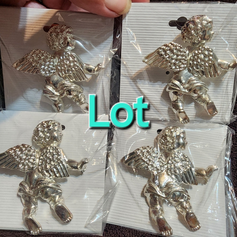 Gift bundle lot  4 cherub angles cupid silver tone brooch scarf pin pendant j…