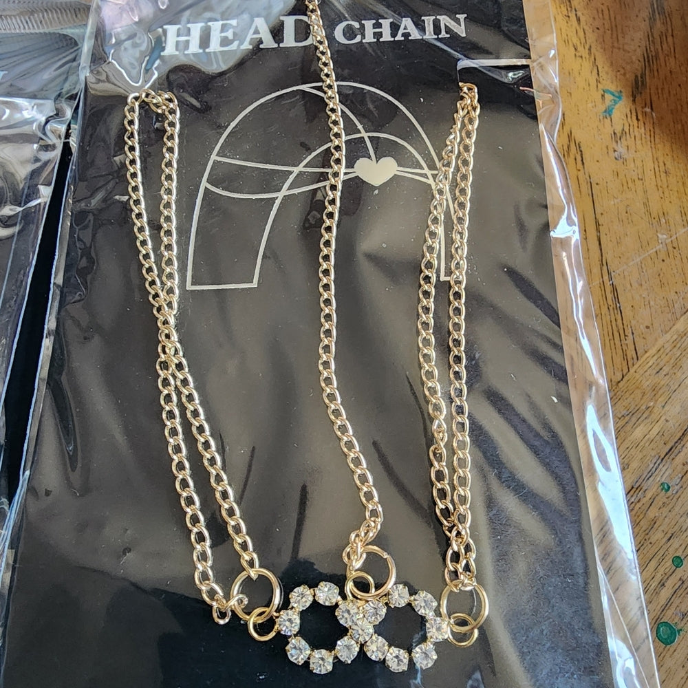Bundle lot 12 gold tone rhinestone Head chain fashion jewelry party gift resale