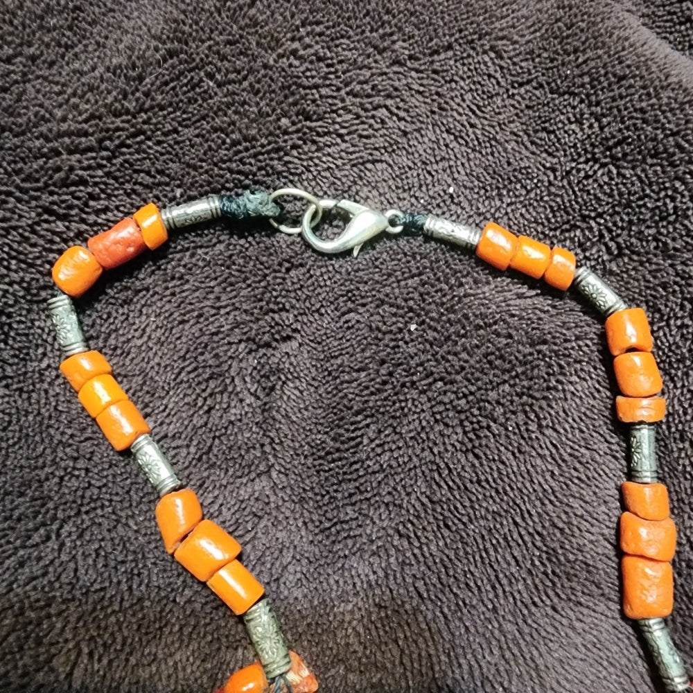Moroccan Berber beaded orange necklace jewelry