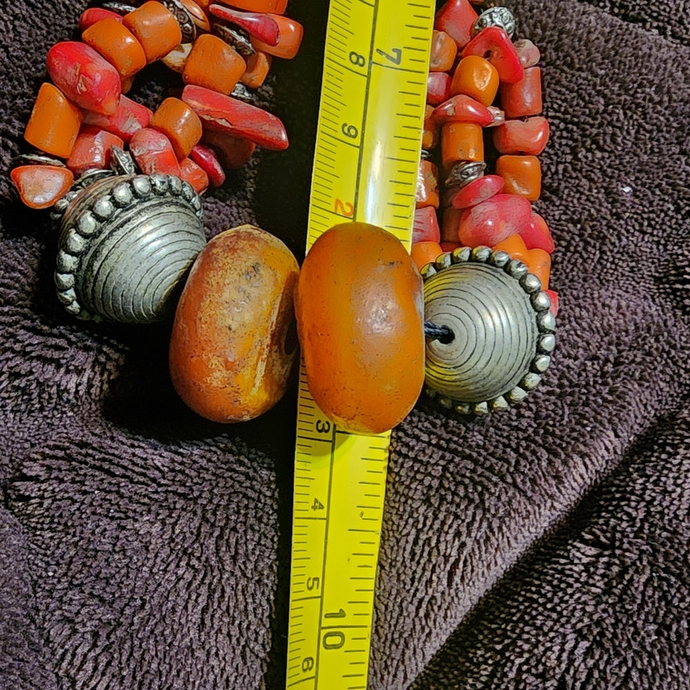 Moroccan Berber beaded orange necklace jewelry